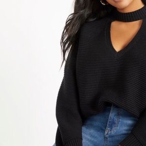 NWT Black Sweater with Front Cutout